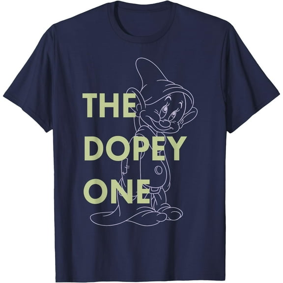Snow White The Dopey One Outlined Graphic DTG Print Unisex T-Shirt,Navy Color,Size YXS