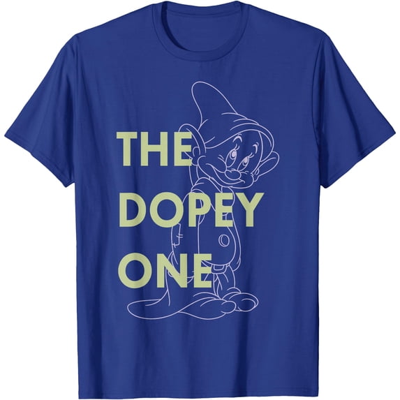 Snow White The Dopey One Outlined Graphic DTG Print Unisex T-Shirt,Royal Blue Color,Size 4T