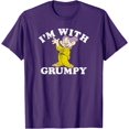 thumbnail image 1 of Snow White & The Seven Dwarfs Dopey I'm With Grumpy DTG Print Unisex T-Shirt,Purple Color,Size L, 1 of 5