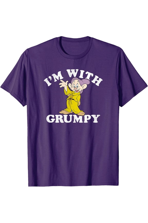Snow White & The Seven Dwarfs Dopey I'm With Grumpy DTG Print Unisex T-Shirt