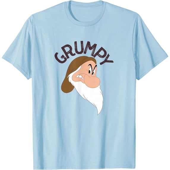 Snow White & The Seven Dwarfs Grumpy Face DTG Print Unisex T-Shirt,Light Blue Color,Size YS