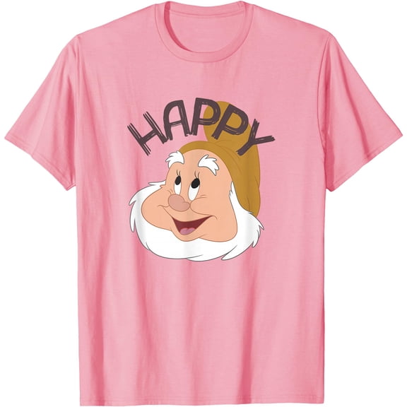 Snow White & The Seven Dwarfs Happy Face DTG Print Unisex T-Shirt,Light Pink Color,Size 2T