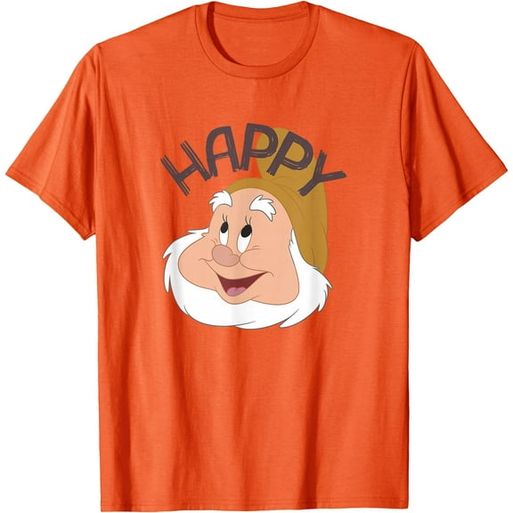 Snow White & The Seven Dwarfs Happy Face DTG Print Unisex T-Shirt,Orange Color,Size YXS