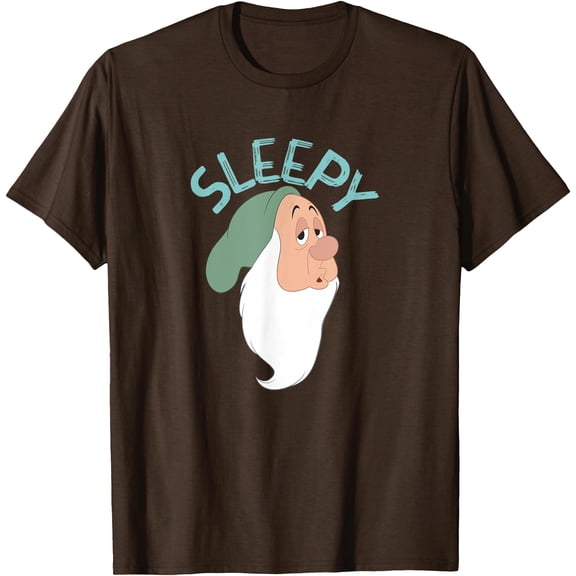 Snow White & The Seven Dwarfs Sleepy Face DTG Print Unisex T-Shirt,Dark Chocolate Color,Size YS