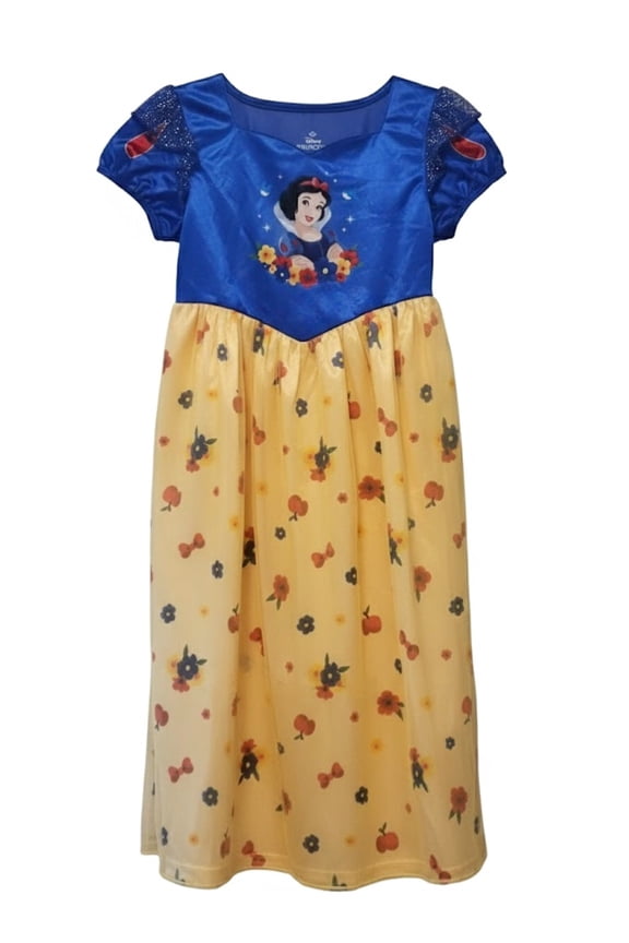 Snow White Toddler Girl's Apples, Flowers and Bows Satinet Nightgown, Size 5T