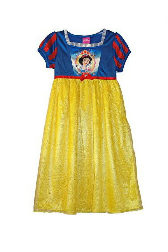 Snow White Toddler Girl's Dress-Up Blue and Yellow Glitter Nightgown, Gown, Size 3T