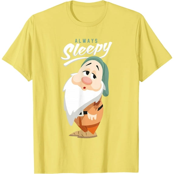 Snow White and The Seven Dwarfs Always Sleepy DTG Print Unisex T-Shirt,Cornsilk Color,Size 3XL