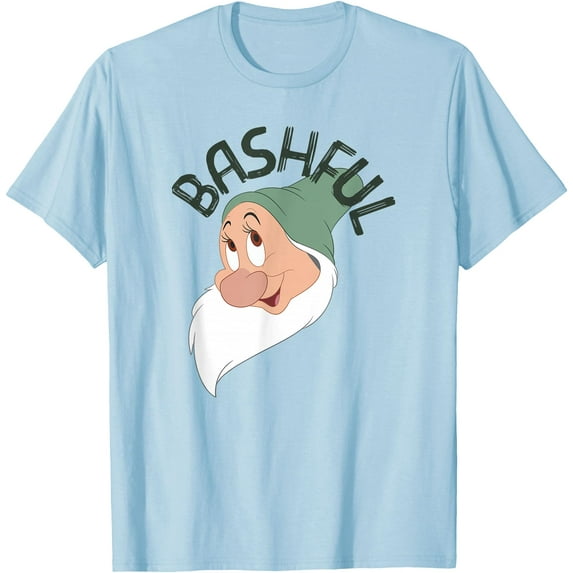 Snow White and the Seven Dwarfs Bashful Big Face DTG Print Unisex T-Shirt,Light Blue Color,Size YXL