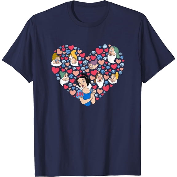 Snow White and the Seven Dwarfs Heart Valentine's Day DTG Print Unisex T-Shirt