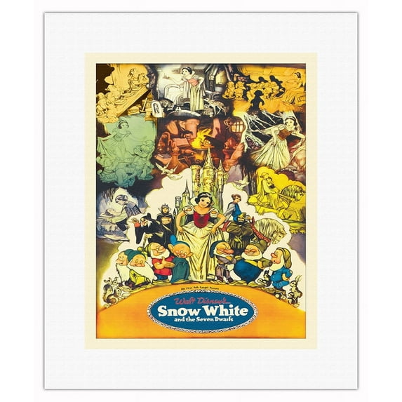 Snow White and the Seven Dwarfs - Vintage Film Movie Poster c.1937 - Fine Art Rolled Canvas Print 11in x 14in