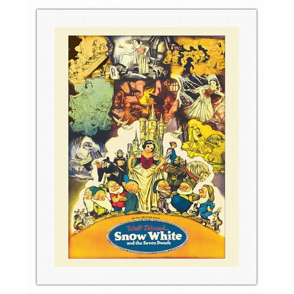 Snow White and the Seven Dwarfs - Vintage Film Movie Poster c.1937 - Fine Art Rolled Canvas Print 20in x 26in