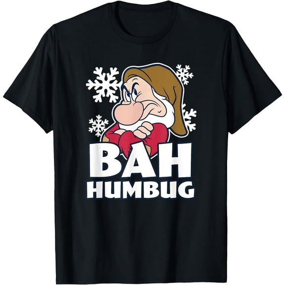 Snow White & the Seven Dwarfs Christmas Grumpy Humbug DTG Print Unisex T-Shirt,Black Color,Size 3XL