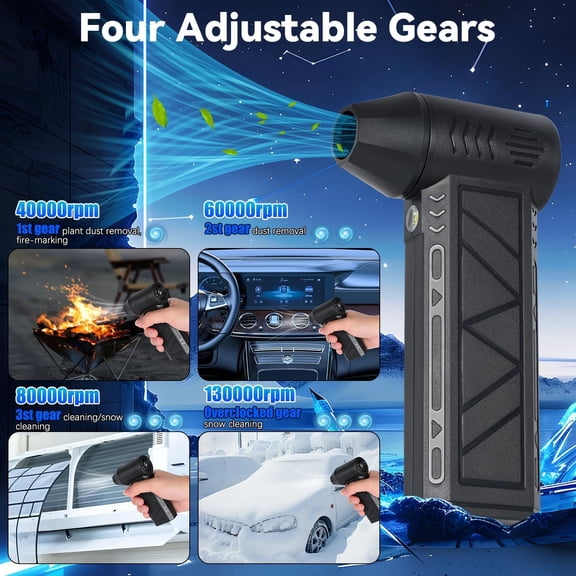 Snow Whiz Turbo Blower, 2026 Upgrade Snowwhiz Turbo Blower with Led,Mini Turbos Snow Blowers, 3 Gear Adjustable Super Power Turbo Breeze Electric Blow for Car for Car,Home,Keyboard,Computer