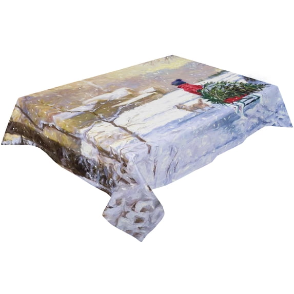 Snow Winter Christams Tree Frost Deer Tablecloths Waterproof Kitchen Items Coffee Table For living Room Home Decor Dining Table