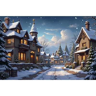 Snow Winter Christmas Village Background Pine Tree s Backdrop New Year Home ration Photography Studio Supplier