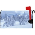 thumbnail image 1 of Snow Winter Forest Mailbox Cover Snowflake Christmas Trees Pine Freeze Xmas Magnetic Mailbox Covers Winter Holiday Mail Box Wraps Post Letter Cover Standard Size 18x21 Inch for Yard Home, 1 of 6