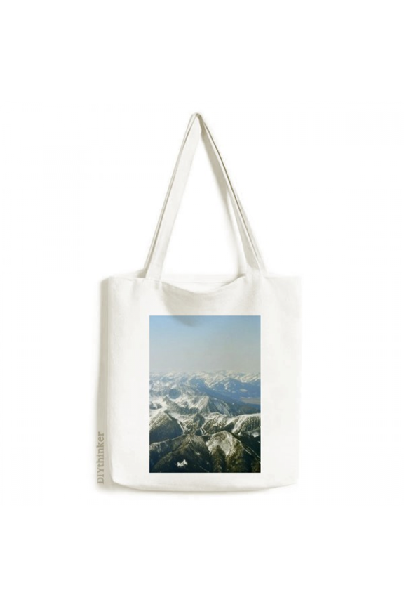 Snow Winter Mountains Forest Outdoor Sky Tote Canvas Bag Shopping Satchel Casual Handbag