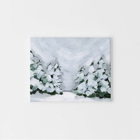Snow Winter Scene Evergreen Pine Trees Landscape Cabin Shifting Wall Art, Seasonal Living Room And Home Decor
