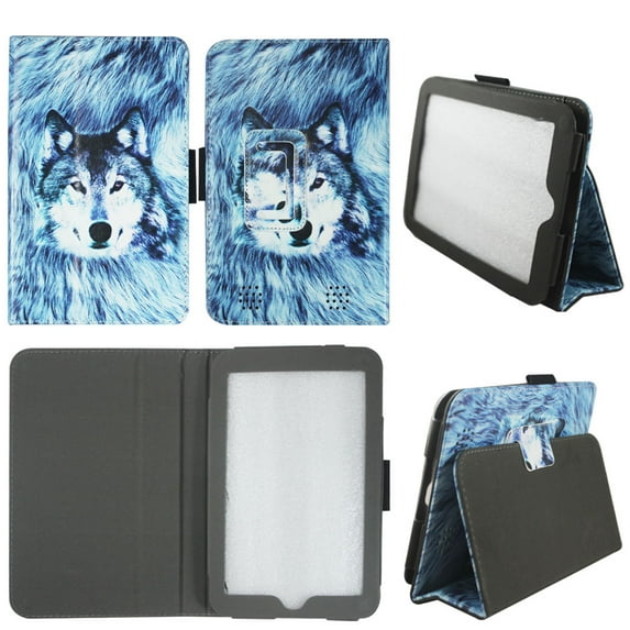 Snow Wolf Folio Case for Barnes & Nobles Nook HD 7 Tablet Slim Fit Leather Standing Cover with Auto Sleep/ Wake Feature