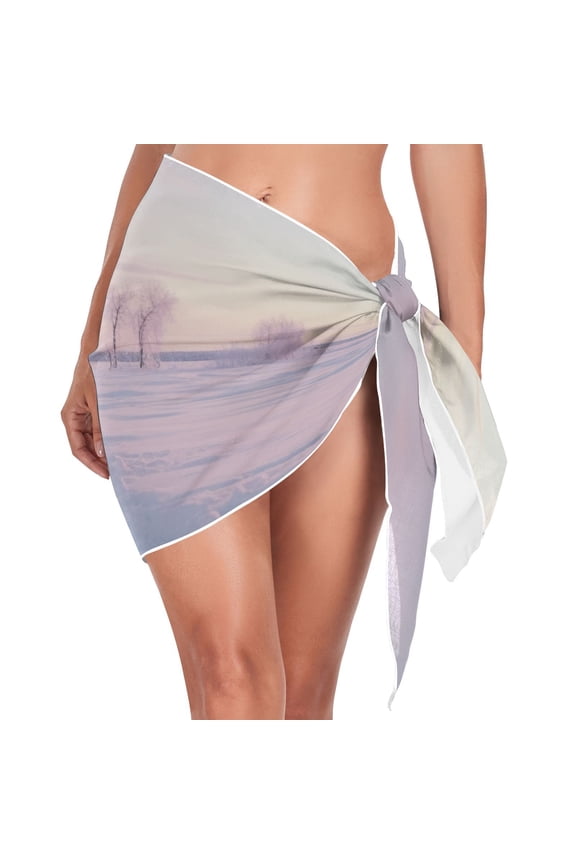 Snow Women Coverups Beach Cover Up Chiffon Swimsuit Bikini Wrap Short Skirt Beach Slit Tie Waist