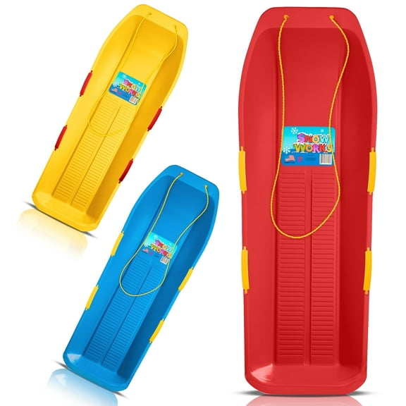 Snow Works LIFETIME 47.5" High-Density Toboggan Snow Sled for Kids and Adults (Red, 1 Pack)