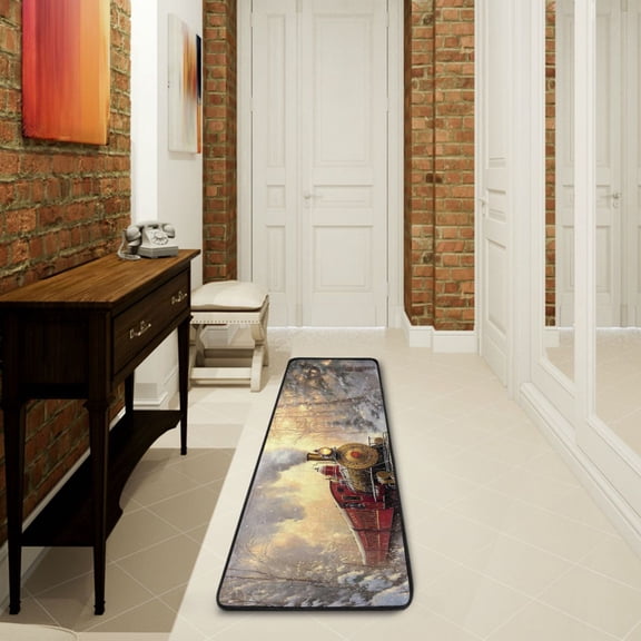 Snow and Train Runner Rug Non Slip 7224 in Ares Rugs for Bedroom Bathroom Living Room