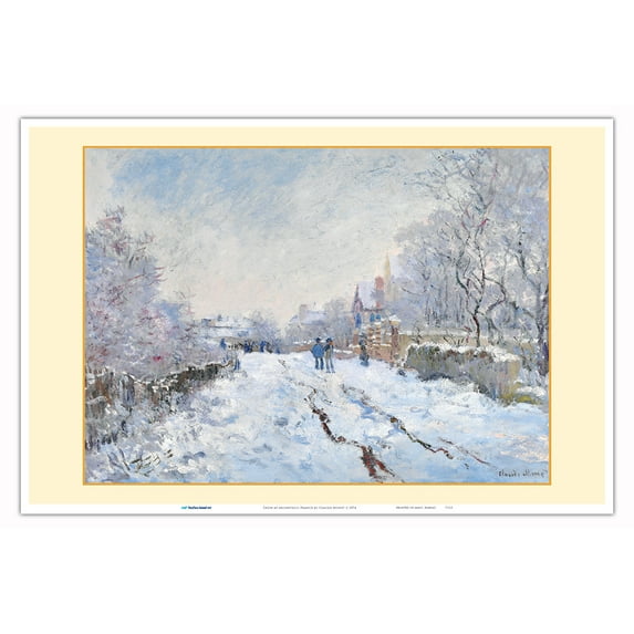 Snow at Argenteuil France - From an Original Color Painting by Claude Monet c.1874 - Master Art Print (Unframed) 12in x 18in