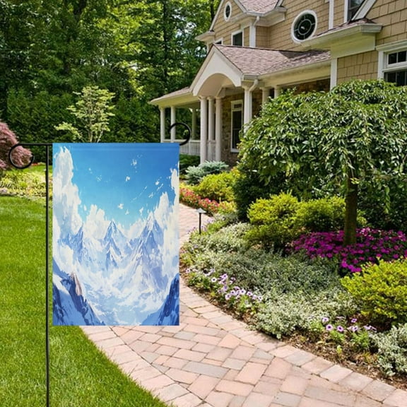 Snow-capped Mountains Garden Flag Double Sided 12 x 18 Inch Outside Yard Decoration Outdoor Flag