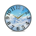 thumbnail image 1 of Snow-capped Mountains Wall Clock 12 Inch Silent Non Ticking Battery Operated Easy to Read for Kitchen Living Room, 1 of 8