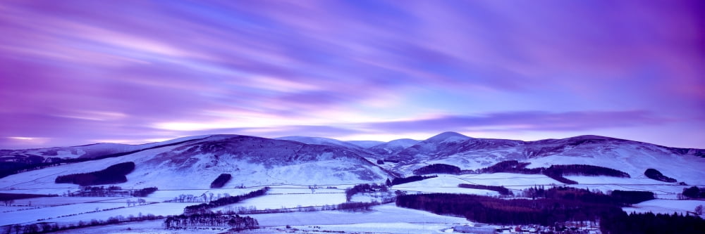 Snow covered landscape Drumelzier Tweeddale Scottish Borders Scotland Canvas Art - Panoramic Images (36 x 12)