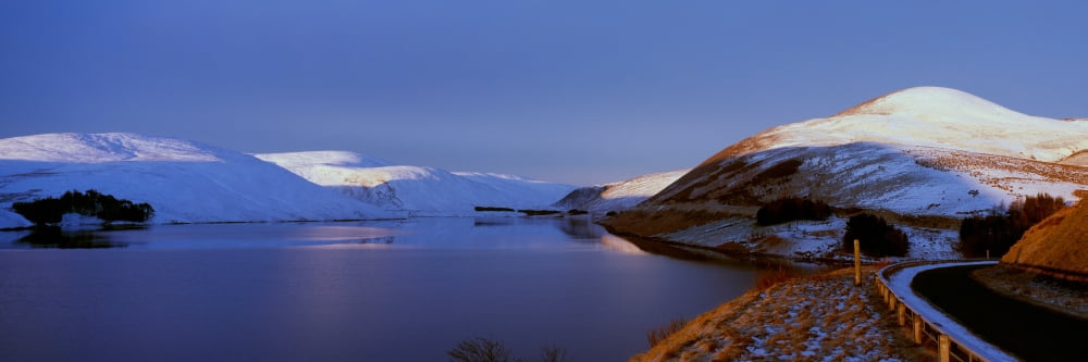 Snow covered landscape reservoir Megget Reservoir Scottish Borders Scotland Canvas Art - Panoramic Images (27 x 9)