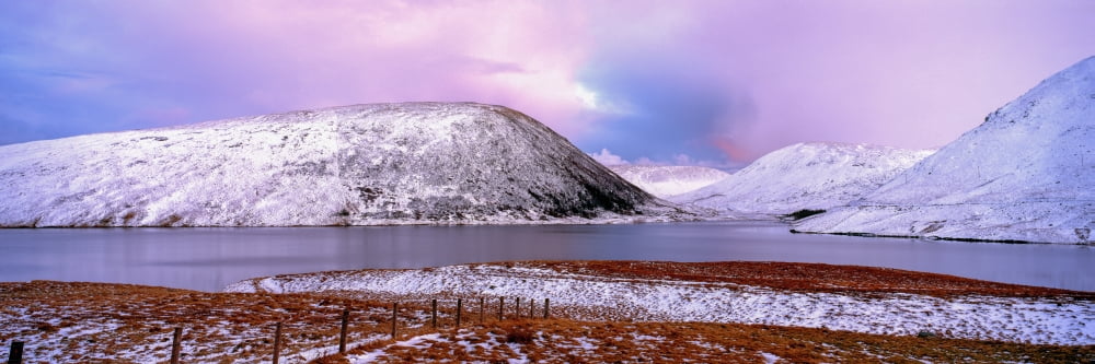 Snow covered landscape reservoir Megget Reservoir Scottish Borders Scotland Canvas Art - Panoramic Images (27 x 9)