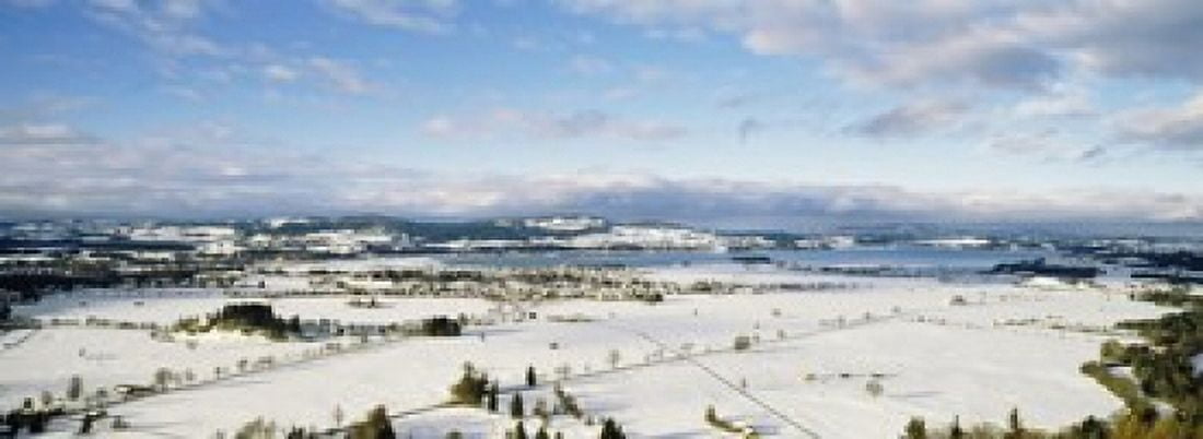 Snow covered landscape view from Neuschwanstein Castle Fussen Bavaria Germany Canvas Art - Panoramic Images (18 x 7)
