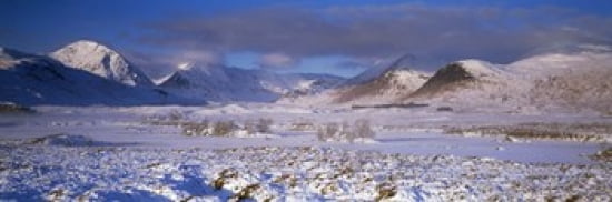 Snow covered landscape with mountains in winter Black Mount Rannoch Moor Highlands Region Scotland Canvas Art - Panoramic Images (36 x 12)