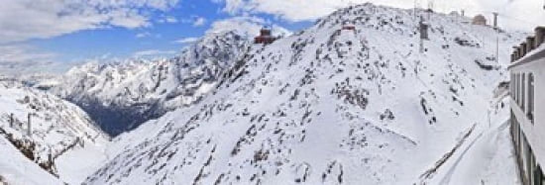Snow covered mountain range Stelvio Pass Italy Canvas Art - Panoramic Images (18 x 7)