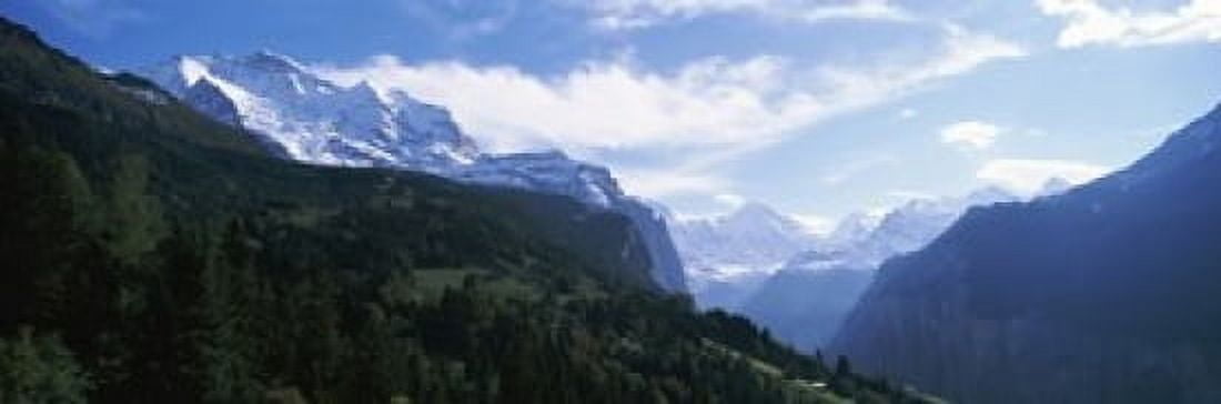 Snow covered mountains Swiss Alps Wengen Bernese Oberland Berne Canton Switzerland Canvas Art - Panoramic Images (36 x 12)