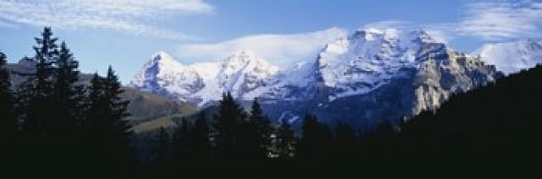 Snow covered mountains on a landscape Bernese Oberland Switzerland Canvas Art - Panoramic Images (18 x 6)