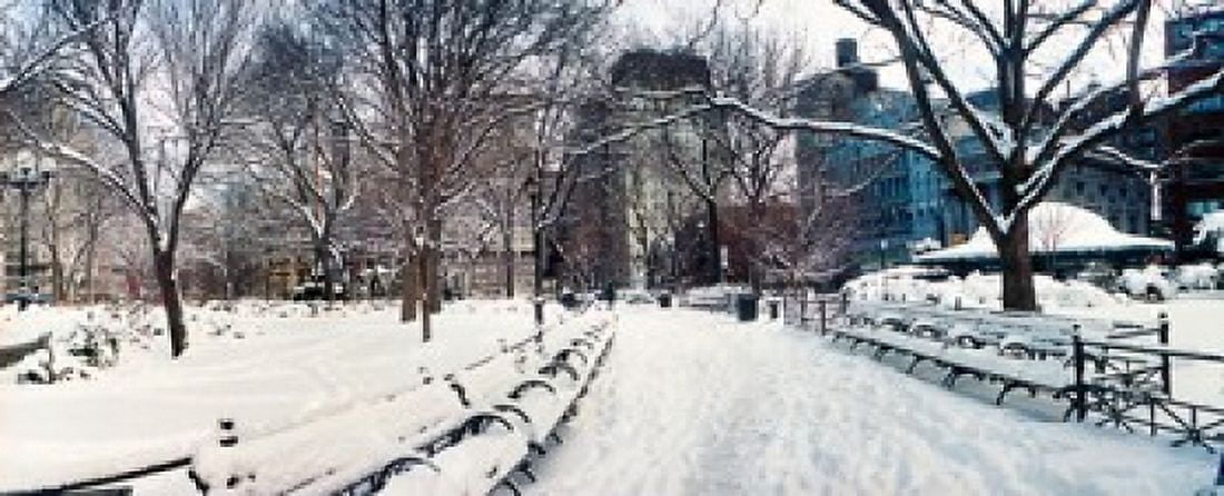 Snow covered park Union Square Manhattan New York City New York State USA Canvas Art - Panoramic Images (15 x 6)