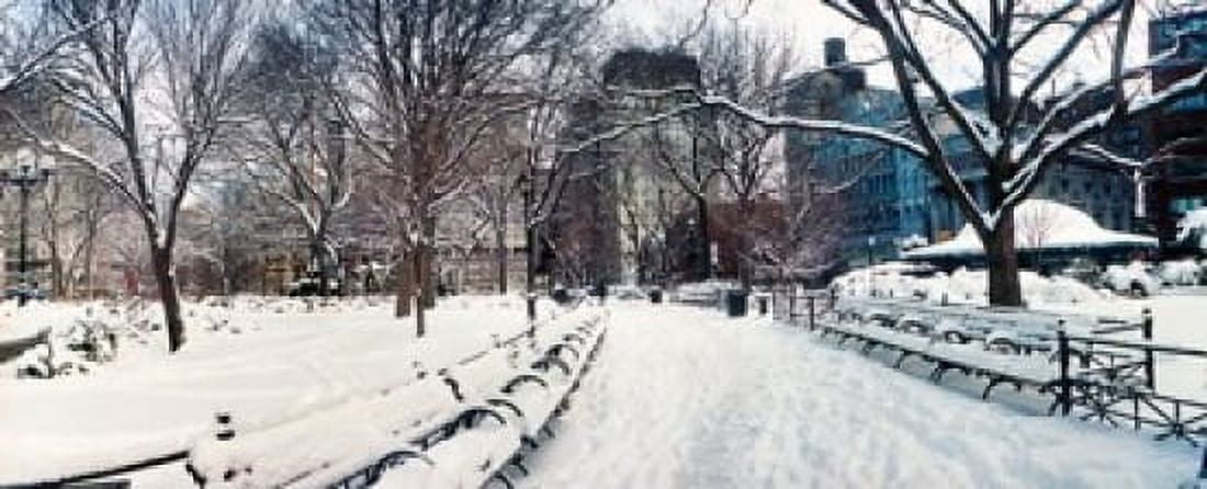 Snow covered park Union Square Manhattan New York City New York State USA Canvas Art - Panoramic Images (30 x 12)
