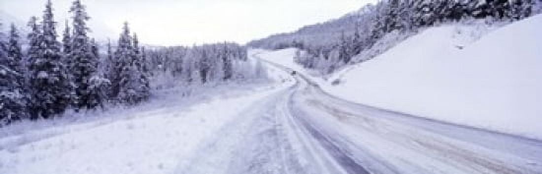 Snow covered road in winter Haines Highway Yukon Canada Canvas Art - Panoramic Images (18 x 6)