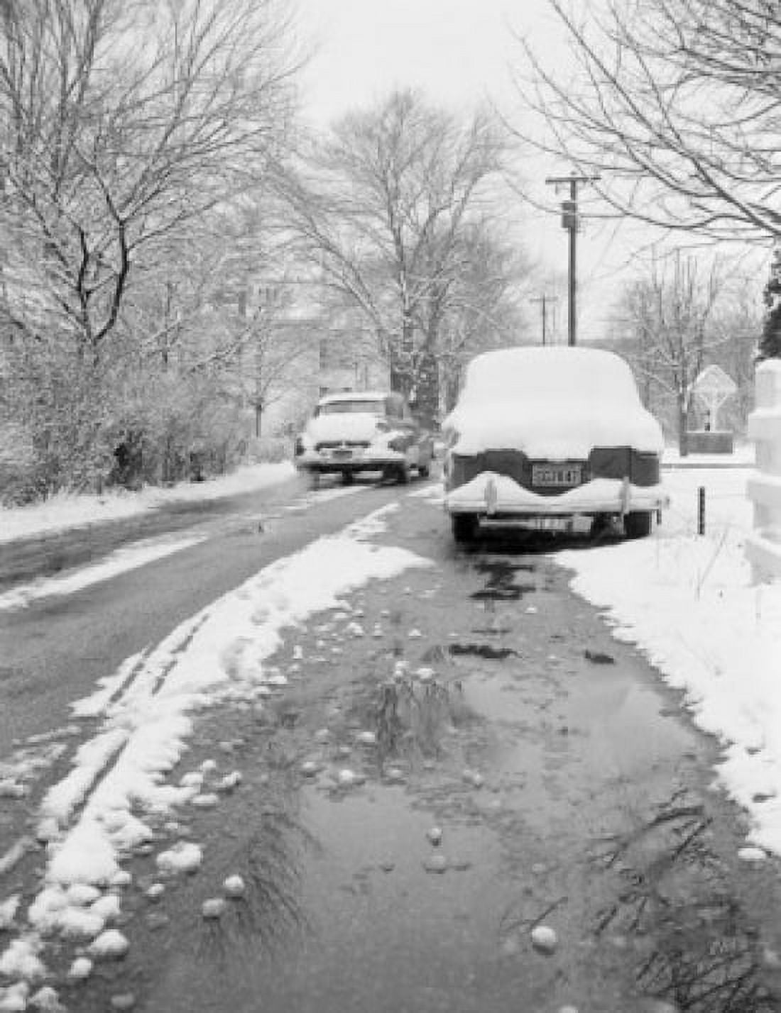 Snow-covered street and cars Canvas Art - (24 x 36)