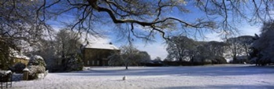 Snow covered village Crakehall North Yorkshire England Canvas Art - Panoramic Images (36 x 12)