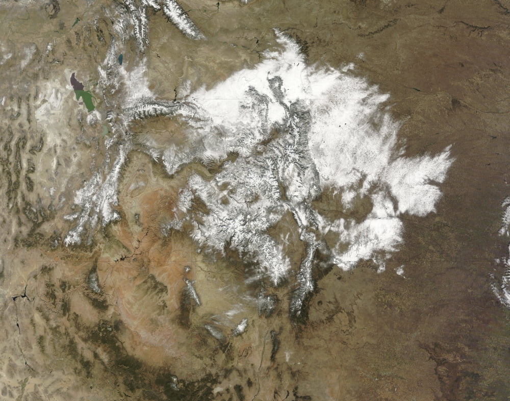 Snow covers the Rocky Mountains in the western United States Canvas Art - Stocktrek Images (32 x 26)