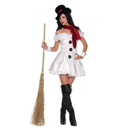 UNDERWRAPS Women's Snow'd In Costume - Mini Dress with Attached Petticoat, Wrist Cuffs & Top Hat, Halloween Party Costume, Santa Cosplay Dress Up