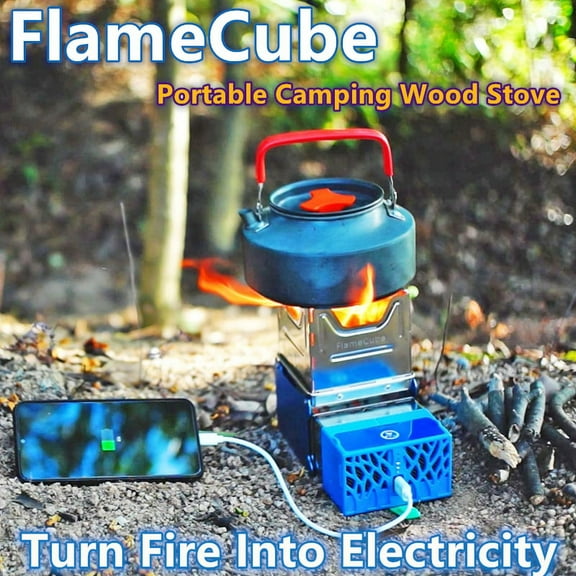Snow deer Flame Cube Portable Wood Buring Camp Stove Outdoor Folding Backpacking Stove With Battery To Power USB Charging 2024