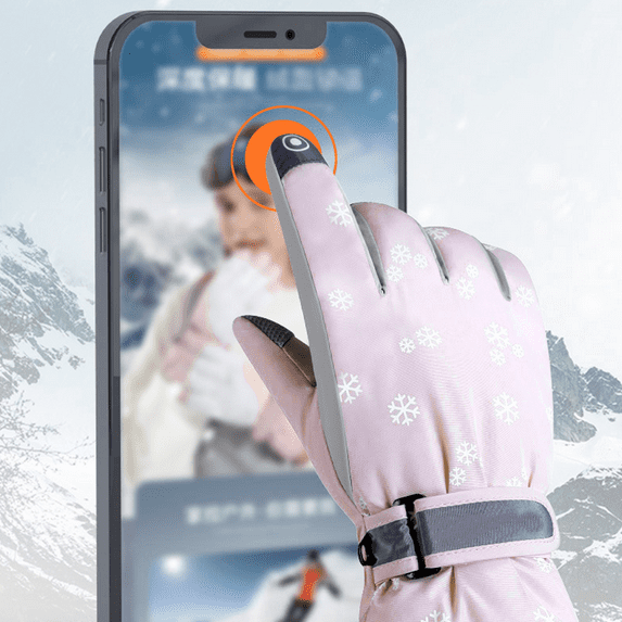 Snow gloves Waterproof winter ski gloves Warm neutral gloves-Sakura Powder (Snowflake) SK22