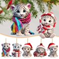 thumbnail image 1 of Snow leopard Christmas Pendant under $5! Xqxayjr Snow Leopard Christmas Ornament, Cute Animal Hanging Decor for Car Home, Acrylic Christmas Decoration Gift, 1 of 9