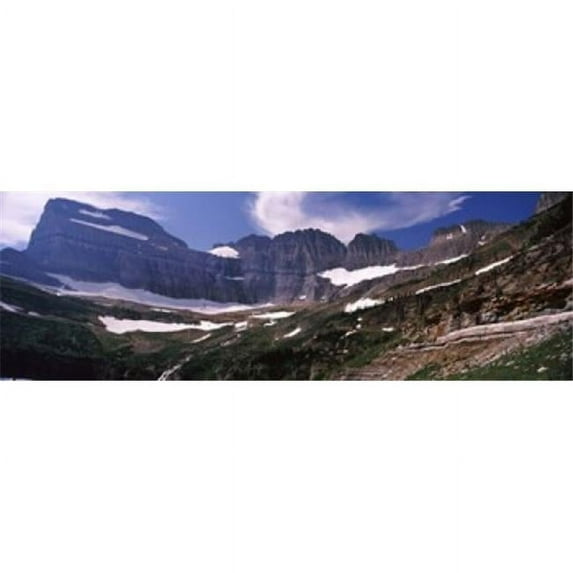 Snow on mountain range US Glacier National Park Montana USA Poster Print by - 36 x 12