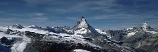 Snow on mountains Matterhorn Valais Switzerland Canvas Art - Panoramic Images (36 x 12)