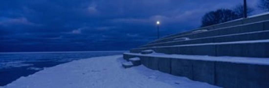 Snow on steps at the lakeside Lake Michigan Chicago Cook County Illinois USA Canvas Art - Panoramic Images (18 x 6)